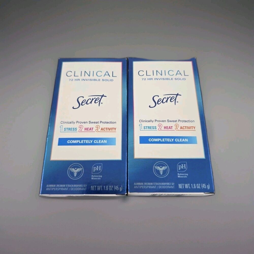 Solid Antiperspirant Deodorant Completely Clean 1.6 oz Each – New‎ Sealed
